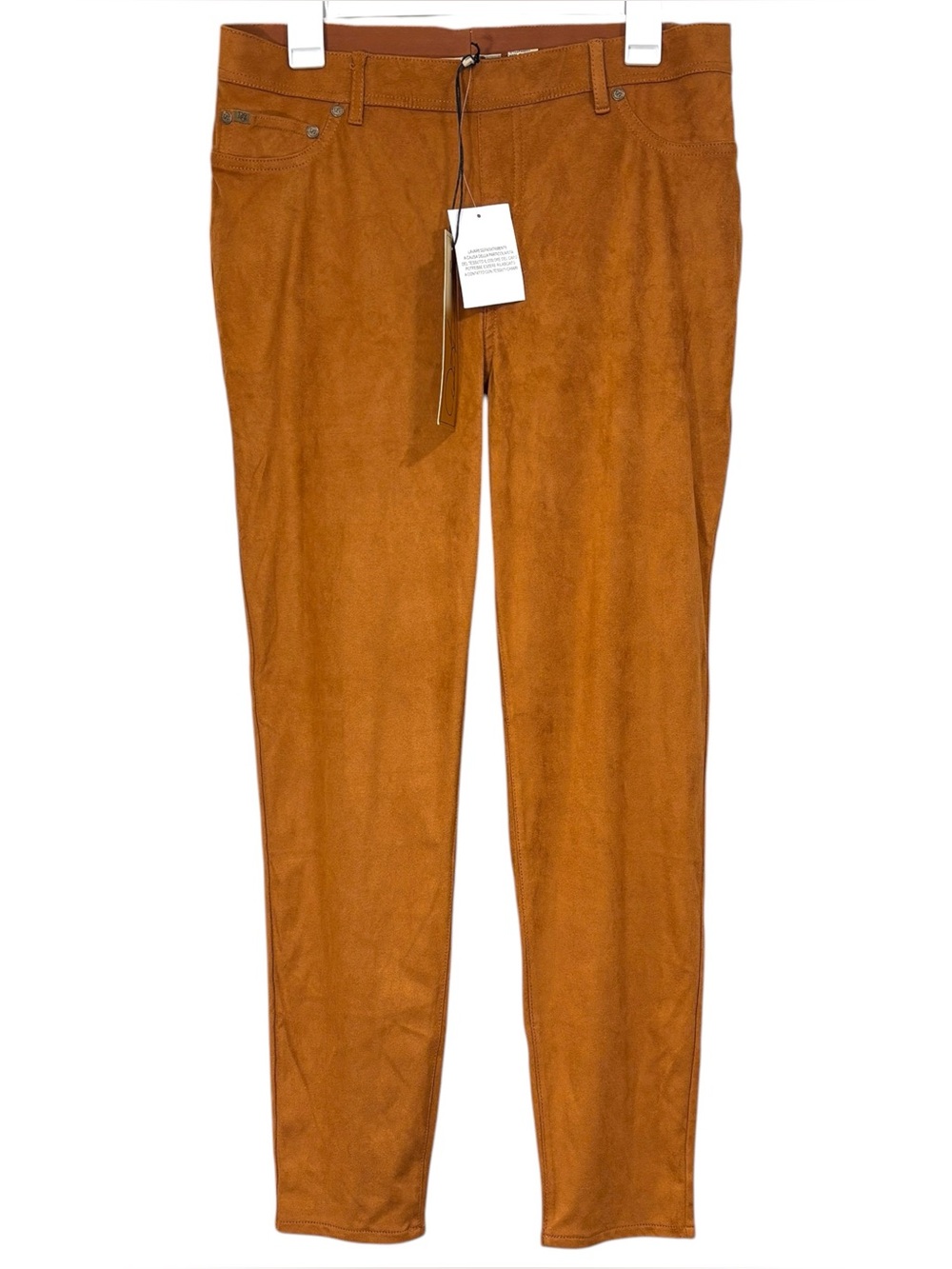 DG2 NWT Faux Suede Golden Tan Faux Suede High Waist Leggings Size Large Womens'